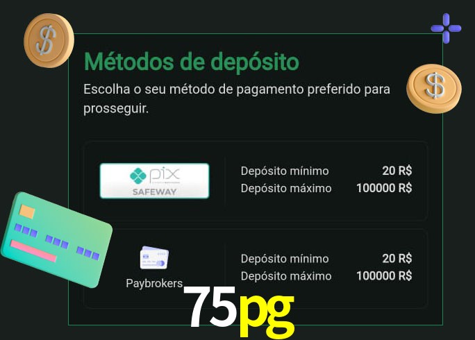 O cassino 75pg oferece uma grande variedade de métodos de pagamento